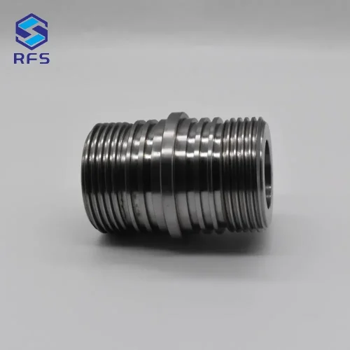 Side profile of custom precision turned stainless steel part with external threads