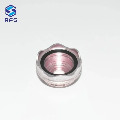 Top view showing internal bore of precision machined aluminum camera part