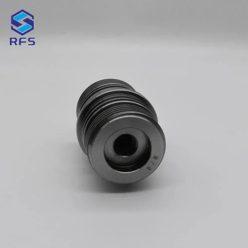 Top end view showing precision internal bore of CNC machined stainless steel component