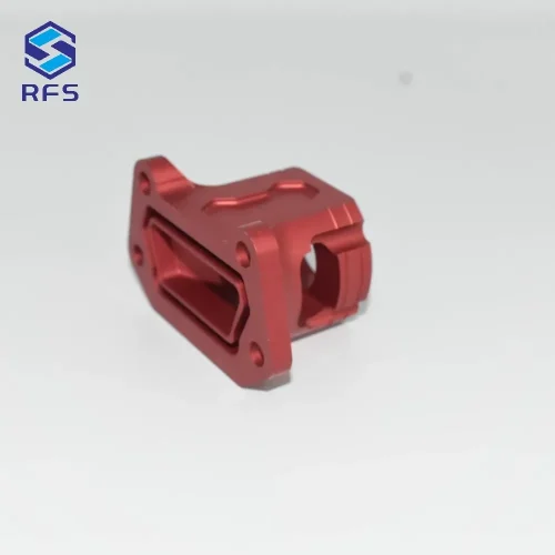 Side angle of custom CNC milled 6061-T6 aluminum base flange motorcycle part